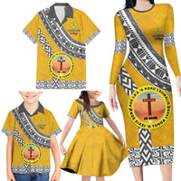 Personalised Anastasis College Family Matching Long Sleeve Bodycon Dress and Hawaiian Shirt Tonga Unique Style - Polynesian Pride
