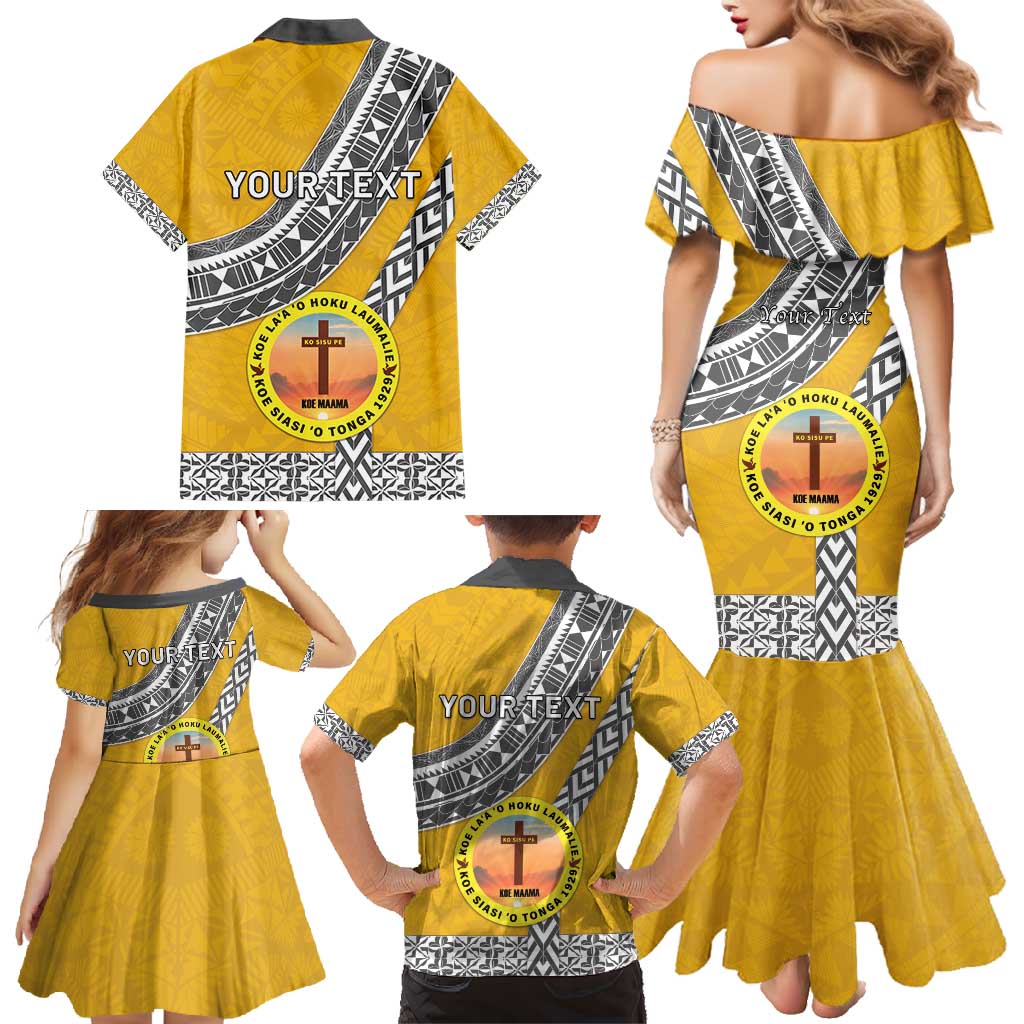Personalised Anastasis College Family Matching Mermaid Dress and Hawaiian Shirt Tonga Unique Style - Polynesian Pride