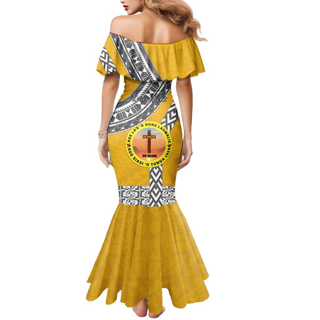 Personalised Anastasis College Family Matching Mermaid Dress and Hawaiian Shirt Tonga Unique Style - Polynesian Pride