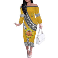 Personalised Anastasis College Family Matching Off The Shoulder Long Sleeve Dress and Hawaiian Shirt Tonga Unique Style - Polynesian Pride