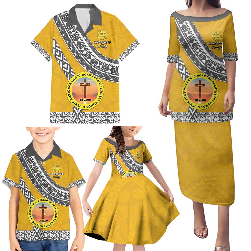 Personalised Anastasis College Family Matching Puletasi and Hawaiian Shirt Tonga Unique Style - Polynesian Pride