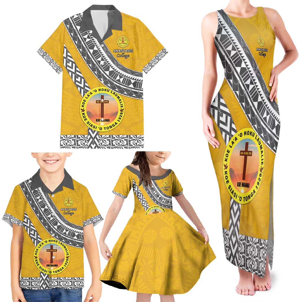 Personalised Anastasis College Family Matching Tank Maxi Dress and Hawaiian Shirt Tonga Unique Style - Polynesian Pride