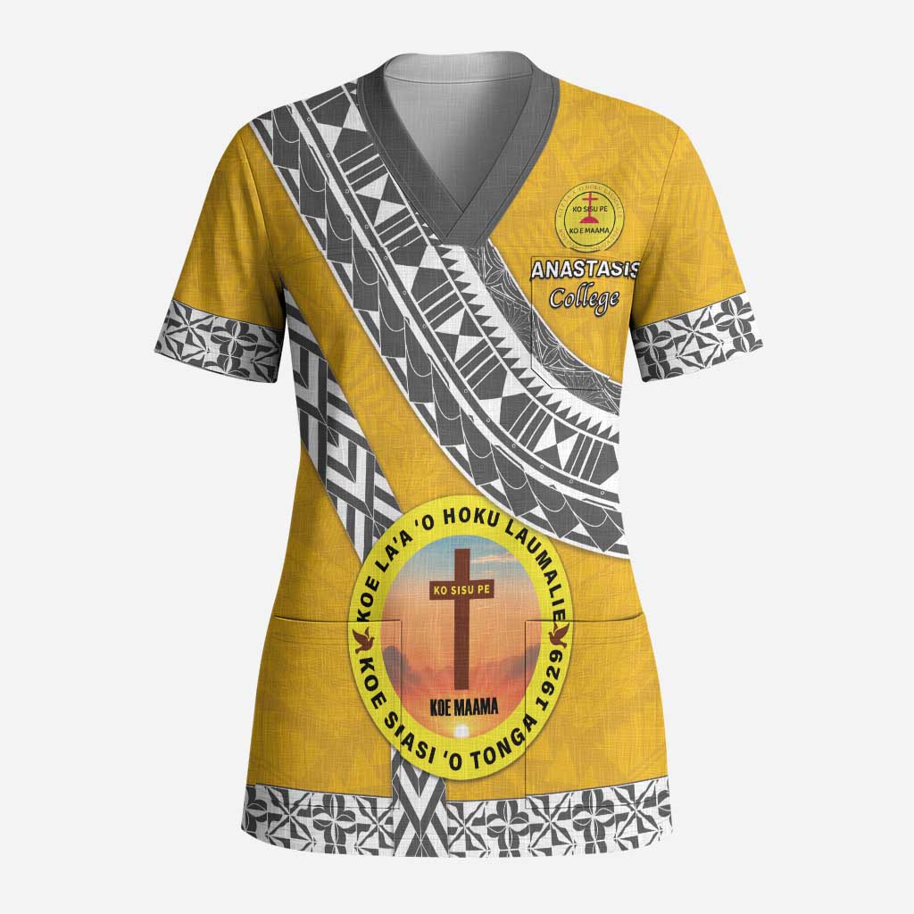 Personalised Anastasis College Scrub Top Tonga Unique Style - Polynesian Pride