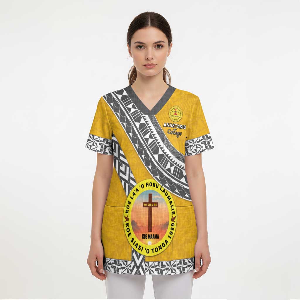 Personalised Anastasis College Scrub Top Tonga Unique Style - Polynesian Pride