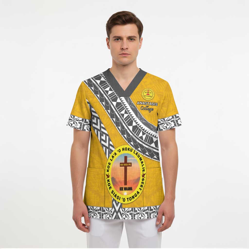 Personalised Anastasis College Scrub Top Tonga Unique Style - Polynesian Pride
