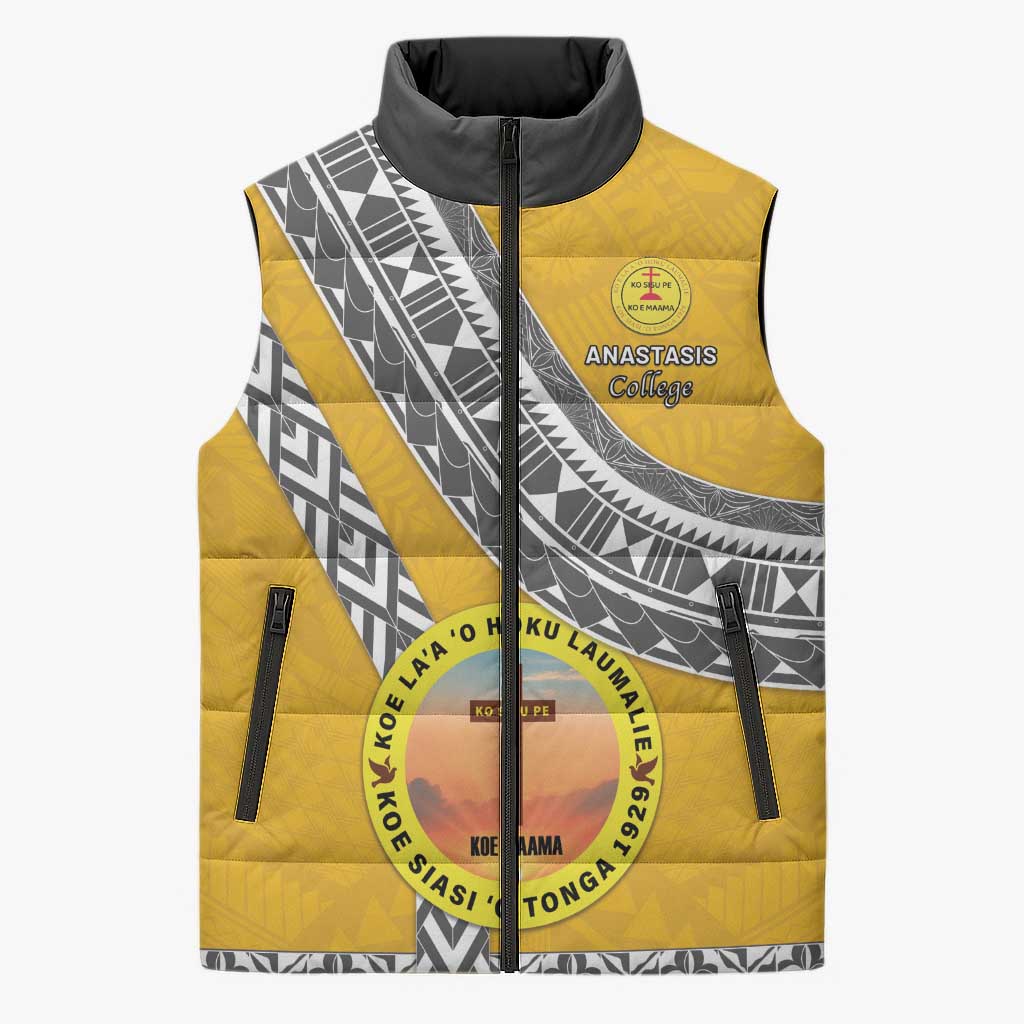 Personalised Anastasis College Sleeveless Puffer Jacket Tonga Unique Style - Polynesian Pride