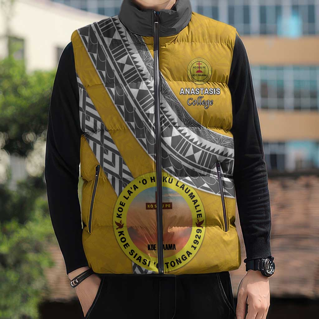 Personalised Anastasis College Sleeveless Puffer Jacket Tonga Unique Style - Polynesian Pride