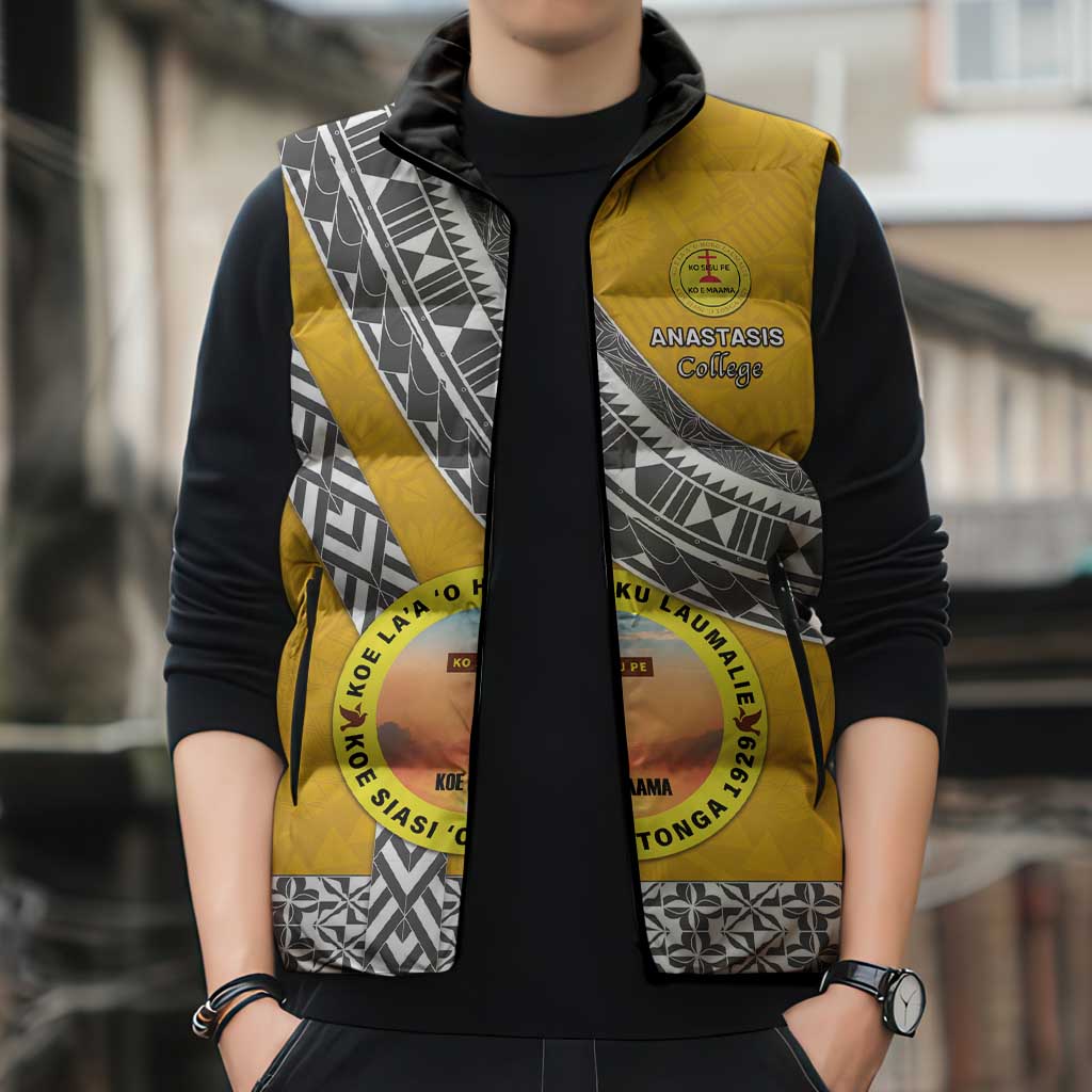 Personalised Anastasis College Sleeveless Puffer Jacket Tonga Unique Style - Polynesian Pride
