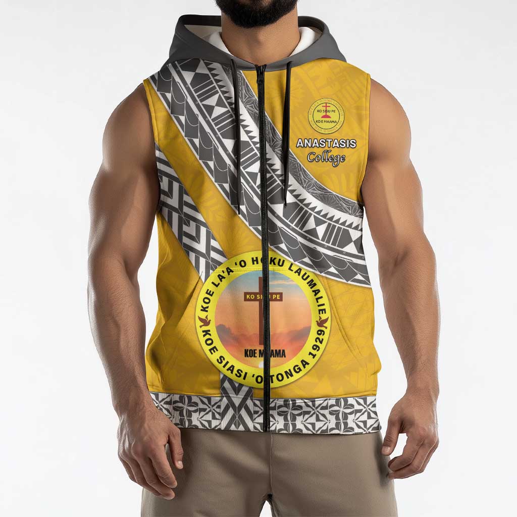 Personalised Anastasis College Sleeveless Zip Hoodie Tonga Unique Style - Polynesian Pride
