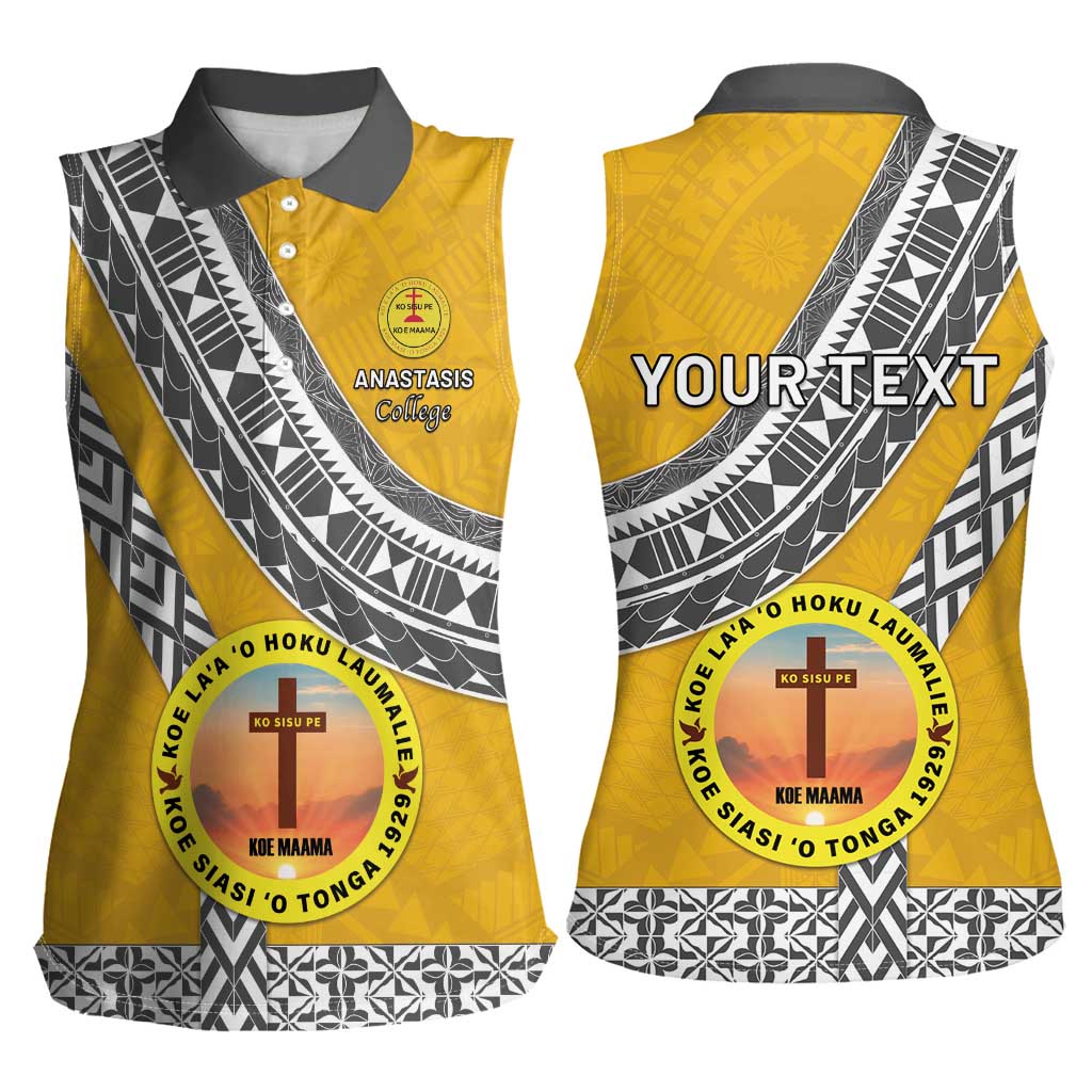 Personalised Anastasis College Women Sleeveless Polo Shirt Tonga Unique Style - Polynesian Pride