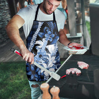 Hawaii Ukulele Apron Tropical Flowers With Palaka Effect Blue Version - Polynesian Pride