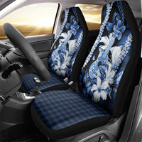 Hawaii Ukulele Car Seat Cover Tropical Flowers With Palaka Effect Blue Version - Polynesian Pride