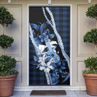 Hawaii Ukulele Door Cover Tropical Flowers With Palaka Effect Blue Version - Polynesian Pride
