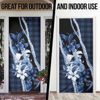 Hawaii Ukulele Door Cover Tropical Flowers With Palaka Effect Blue Version - Polynesian Pride