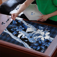 Hawaii Ukulele Puzzle Tropical Flowers With Palaka Effect Blue Version - Polynesian Pride