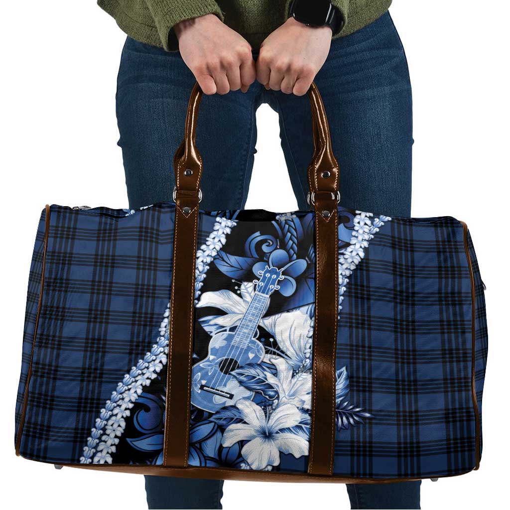 Hawaii Ukulele Travel Bag Tropical Flowers With Palaka Effect Blue Version - Polynesian Pride