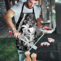 Hawaii Ukulele Apron Tropical Flowers With Palaka Effect Black Version - Polynesian Pride