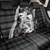 Hawaii Ukulele Back Car Seat Cover Tropical Flowers With Palaka Effect Black Version - Polynesian Pride