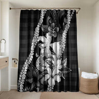 Hawaii Ukulele Bathroom Set Tropical Flowers With Palaka Effect Black Version - Polynesian Pride