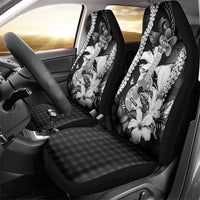 Hawaii Ukulele Car Seat Cover Tropical Flowers With Palaka Effect Black Version - Polynesian Pride