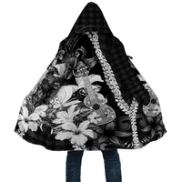 Hawaii Ukulele Cloak Tropical Flowers With Palaka Effect Black Version - Polynesian Pride