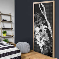 Hawaii Ukulele Door Cover Tropical Flowers With Palaka Effect Black Version - Polynesian Pride