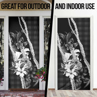 Hawaii Ukulele Door Cover Tropical Flowers With Palaka Effect Black Version - Polynesian Pride