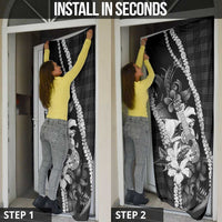 Hawaii Ukulele Door Cover Tropical Flowers With Palaka Effect Black Version - Polynesian Pride