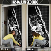 Hawaii Ukulele Door Cover Tropical Flowers With Palaka Effect Black Version - Polynesian Pride