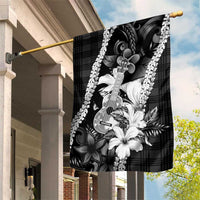 Hawaii Ukulele Garden Flag Tropical Flowers With Palaka Effect Black Version - Polynesian Pride