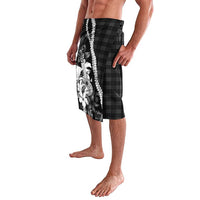 Hawaii Ukulele Lavalava Tropical Flowers With Palaka Effect Black Version - Polynesian Pride