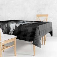 Hawaii Ukulele Tablecloth Tropical Flowers With Palaka Effect Black Version - Polynesian Pride