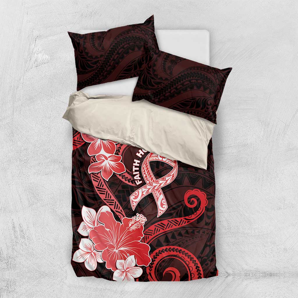 Heart Health Awareness Bedding Set Warrior Wears Red Polynesian Style