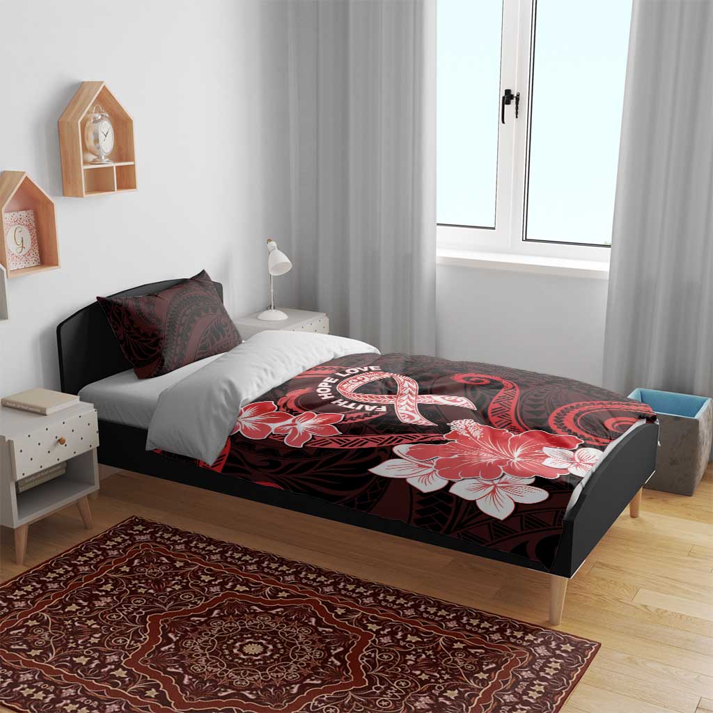 Heart Health Awareness Bedding Set Warrior Wears Red Polynesian Style