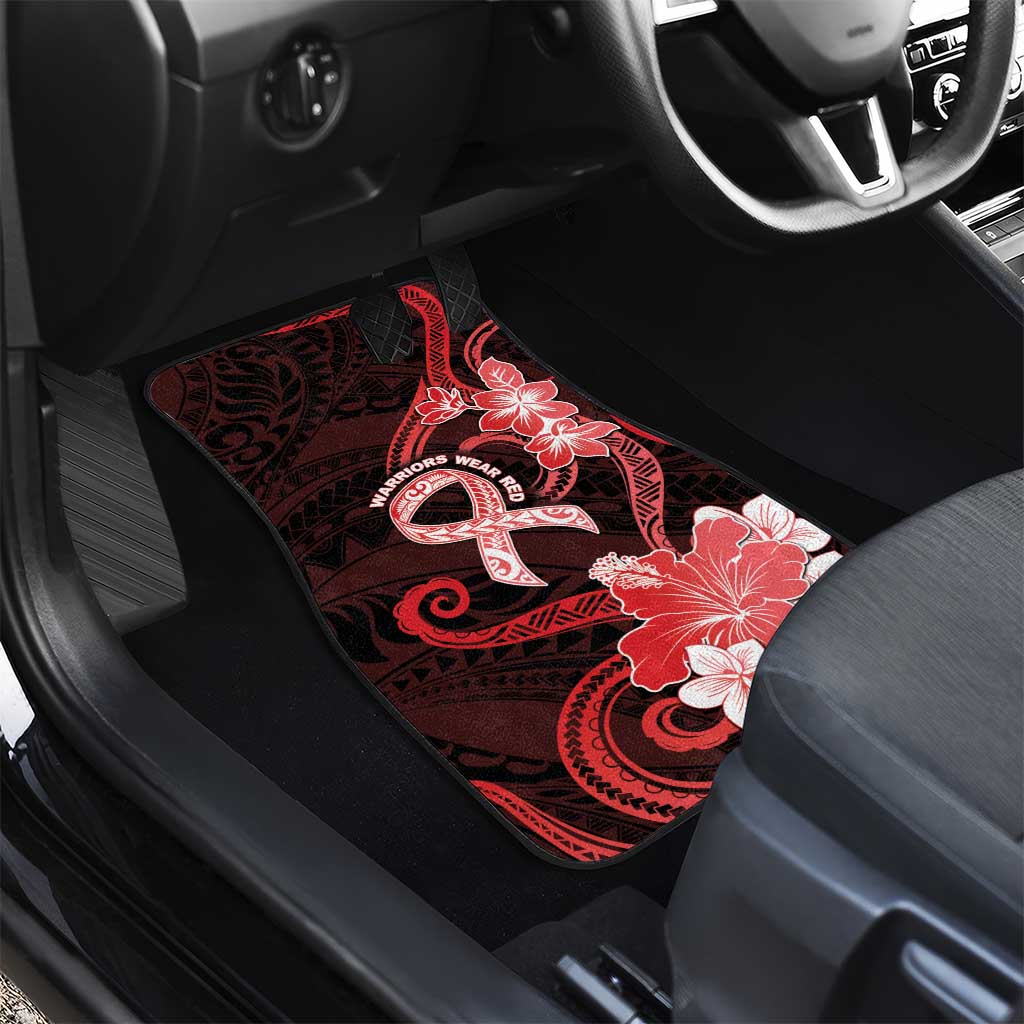 Heart Health Awareness Car Mats Warrior Wears Red Polynesian Style