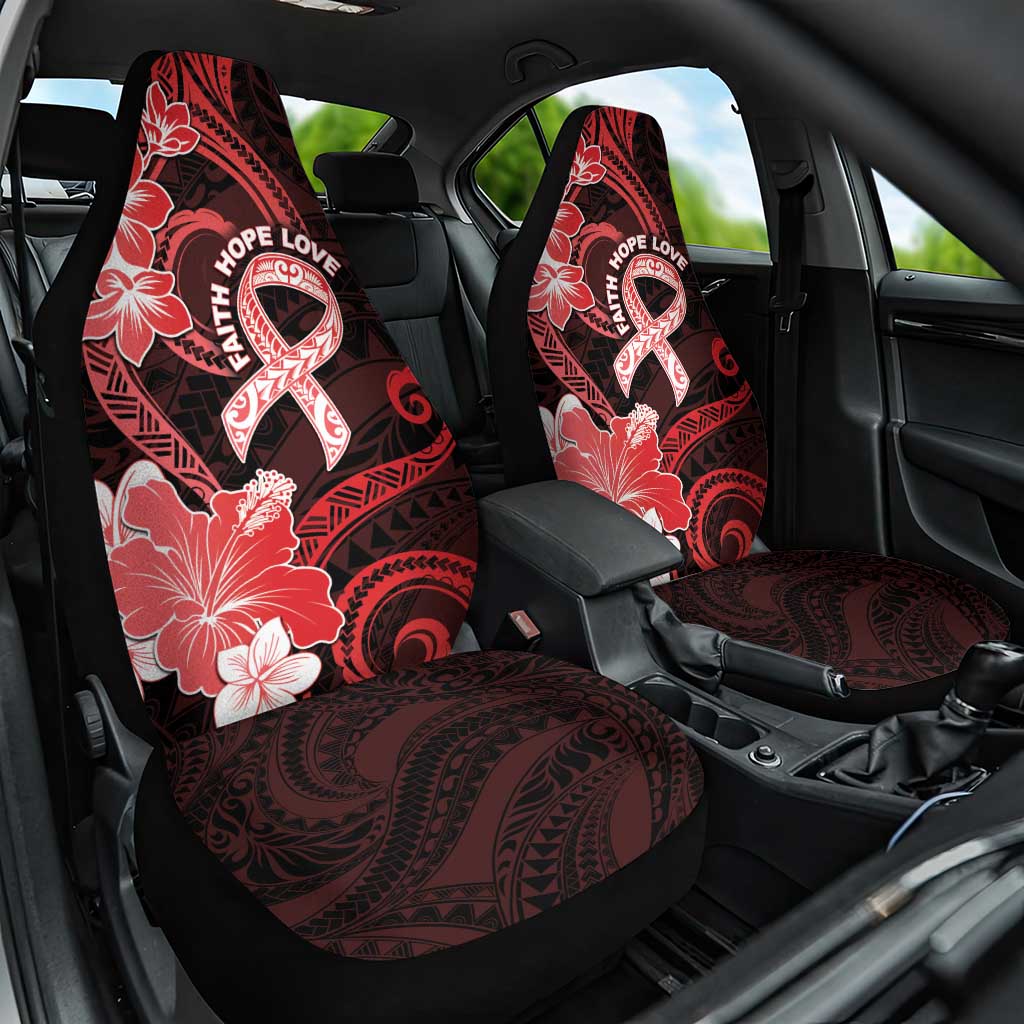 Heart Health Awareness Car Seat Cover Warrior Wears Red Polynesian Style