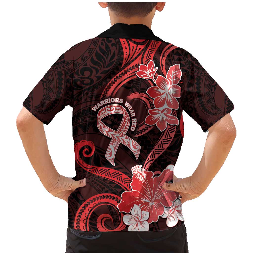 Heart Health Awareness Family Matching Mermaid Dress and Hawaiian Shirt Warrior Wears Red Polynesian Style