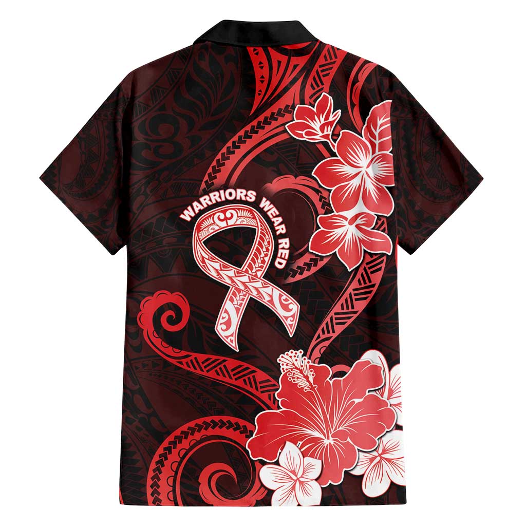 Heart Health Awareness Family Matching Puletasi and Hawaiian Shirt Warrior Wears Red Polynesian Style
