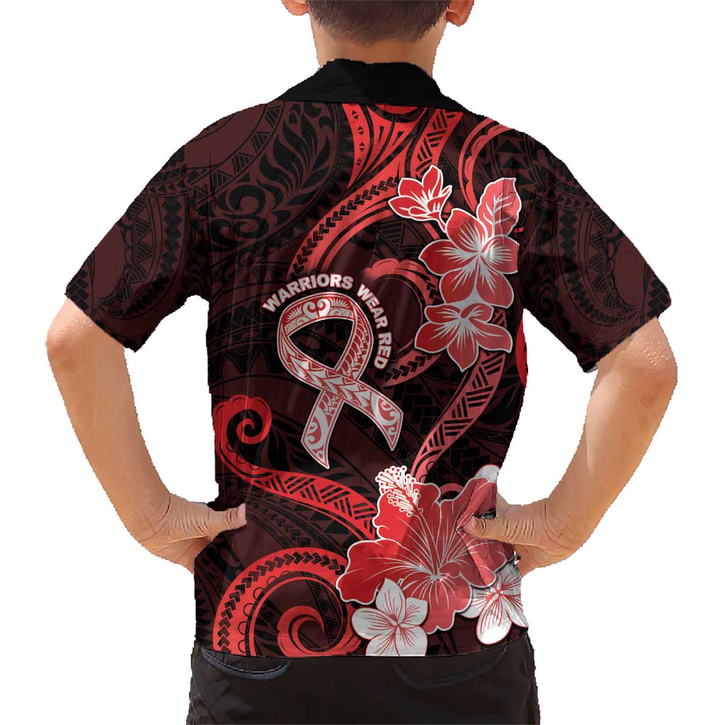Heart Health Awareness Family Matching Short Sleeve Bodycon Dress and Hawaiian Shirt Warrior Wears Red Polynesian Style