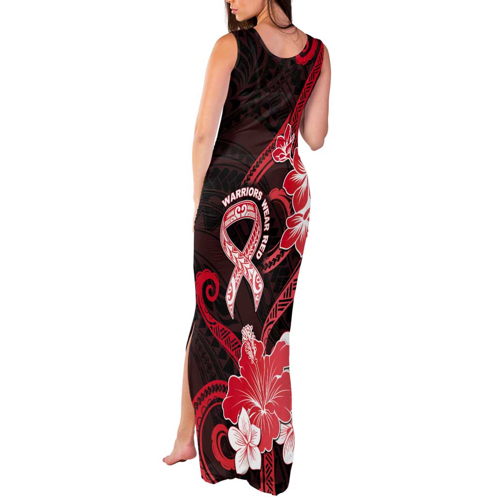 Heart Health Awareness Tank Maxi Dress Warrior Wears Red Polynesian Style