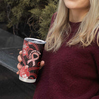 Heart Health Awareness Tumbler Cup Warrior Wears Red Polynesian Style