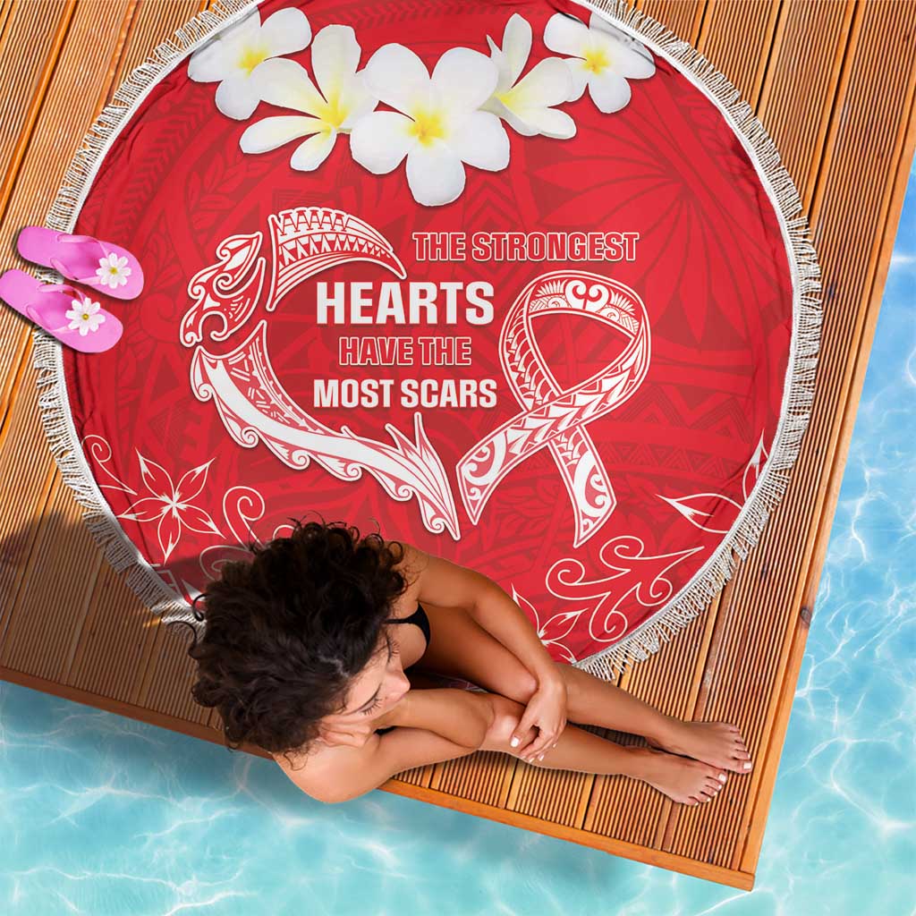 Heart Health Awareness Beach Blanket Polynesian Red Ribbon