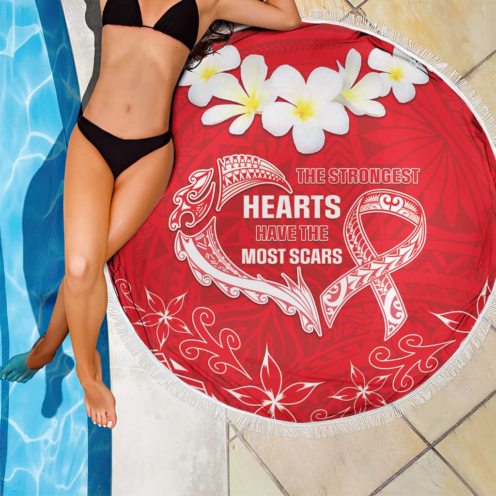 Heart Health Awareness Beach Blanket Polynesian Red Ribbon