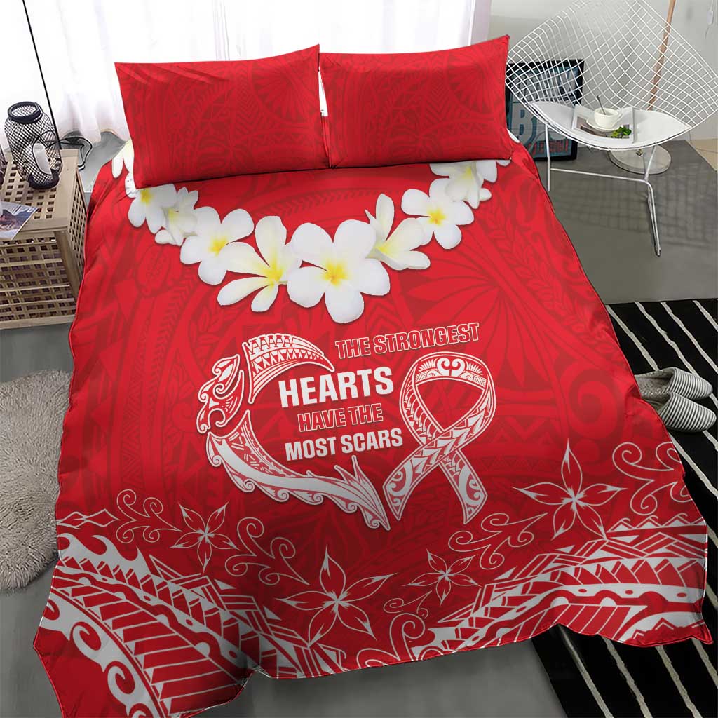 Heart Health Awareness Bedding Set Polynesian Red Ribbon