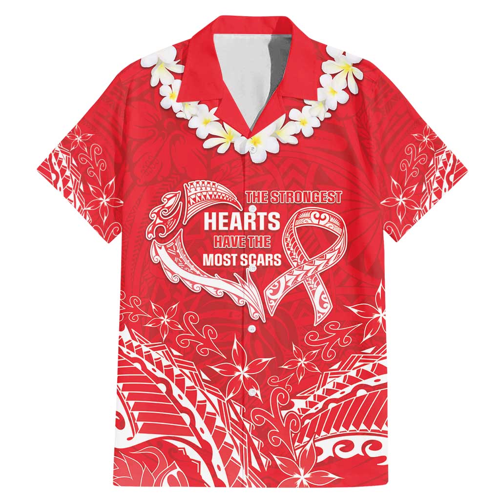 Heart Health Awareness Family Matching Mermaid Dress and Hawaiian Shirt Polynesian Red Ribbon