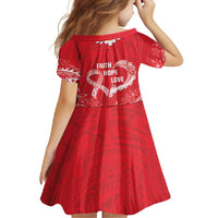Heart Health Awareness Family Matching Off Shoulder Maxi Dress and Hawaiian Shirt Polynesian Red Ribbon