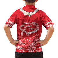 Heart Health Awareness Family Matching Puletasi and Hawaiian Shirt Polynesian Red Ribbon