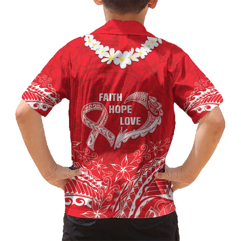 Heart Health Awareness Family Matching Short Sleeve Bodycon Dress and Hawaiian Shirt Polynesian Red Ribbon
