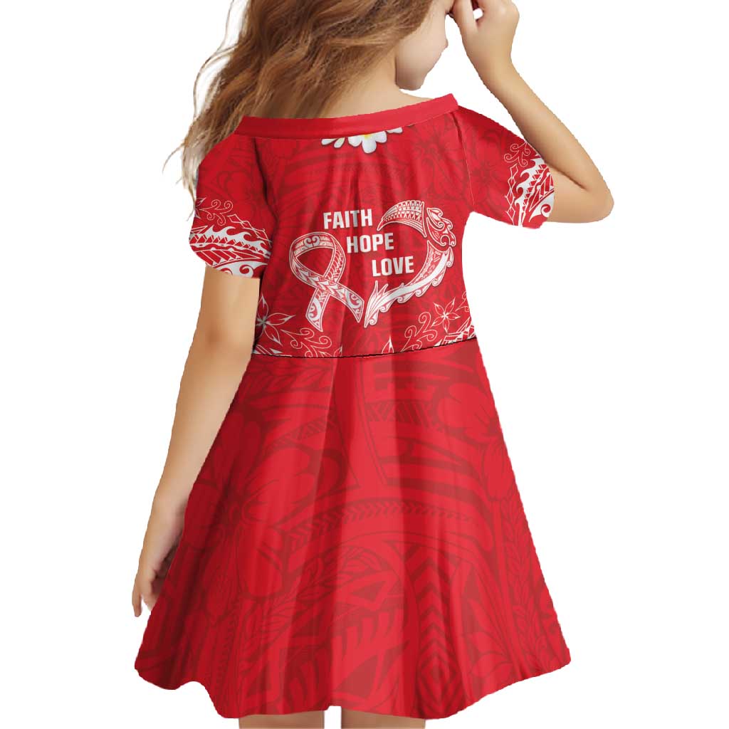 Heart Health Awareness Family Matching Tank Maxi Dress and Hawaiian Shirt Polynesian Red Ribbon
