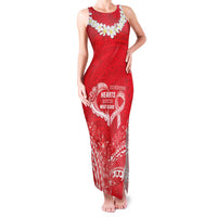 Heart Health Awareness Family Matching Tank Maxi Dress and Hawaiian Shirt Polynesian Red Ribbon